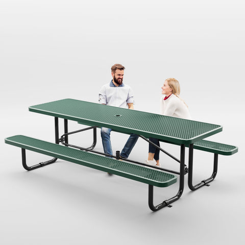 Picnic Table - Rectangle Expanded Metal - 8ft - Green