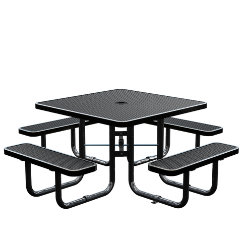 Picnic Table - Square - 46 in Expended Metal - Black