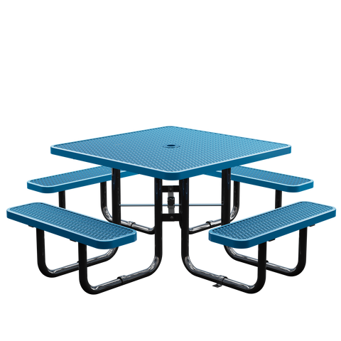 Picnic Table - Square Expanded Metal - 46 in - Blue