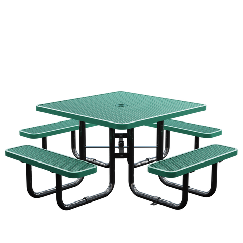 Picnic Table - Square Expanded Metal - 46 in - Green