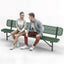 Heavy-Duty Outdoor Bench - Expanded Metal - 8ft - Inground - Green - With Backrest