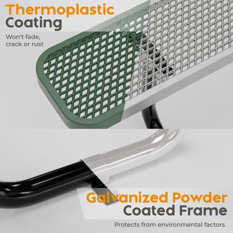 Metal Picnic Table - Rectangle Expanded Metal - 8ft - Green - ADA Compliant