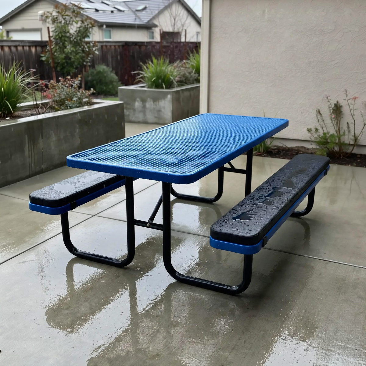 6ft metal picnic table with waterproof bench cushions