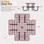 Metal Picnic Table - Square Expanded Metal - 38 in - Red