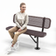 Heavy-Duty Outdoor Bench - Expanded Metal - 4ft - Surface - Brown - With Backrest